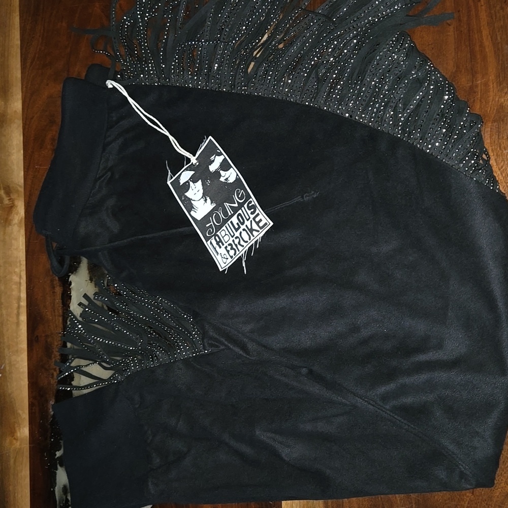 Young Fabulous & Broke Black Fringe Pants with Rhinestones